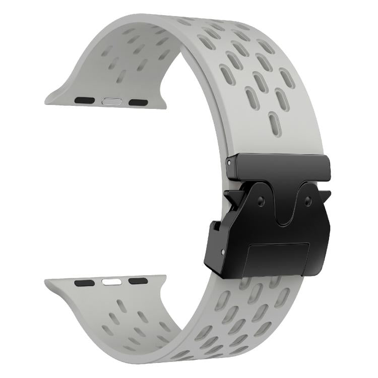 For Apple Watch 46mm / 49mm / 45mm / 44mm Kalebol Mesh Umbrella Buckle Silicone Watch Strap(Grey)