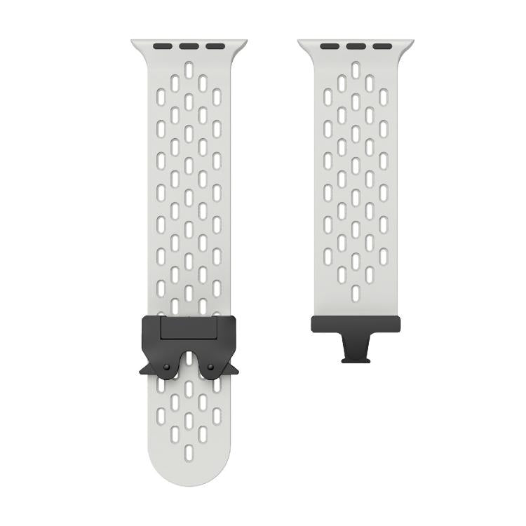 For Apple Watch 46mm / 49mm / 45mm / 44mm Kalebol Mesh Umbrella Buckle Silicone Watch Strap(Grey)