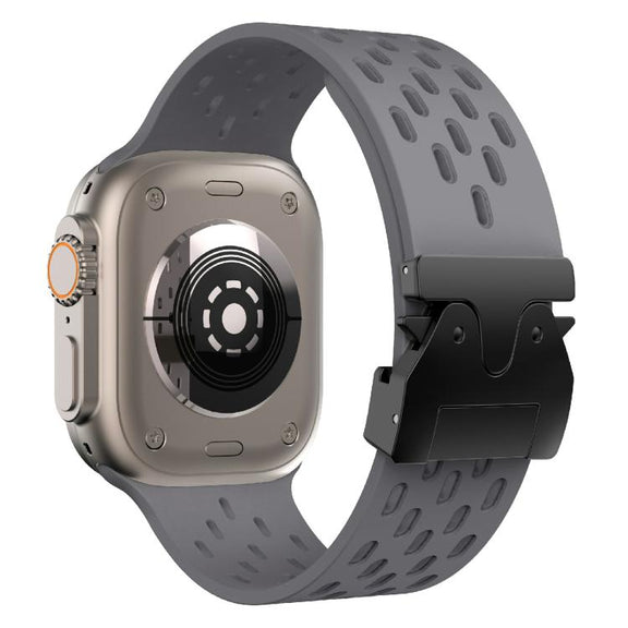 For Apple Watch 46mm / 49mm / 45mm / 44mm Kalebol Mesh Umbrella Buckle Silicone Watch Strap(Space Grey)