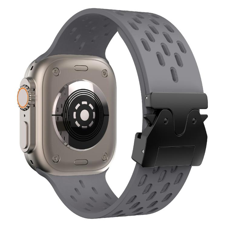 For Apple Watch 46mm / 49mm / 45mm / 44mm Kalebol Mesh Umbrella Buckle Silicone Watch Strap(Space Grey)