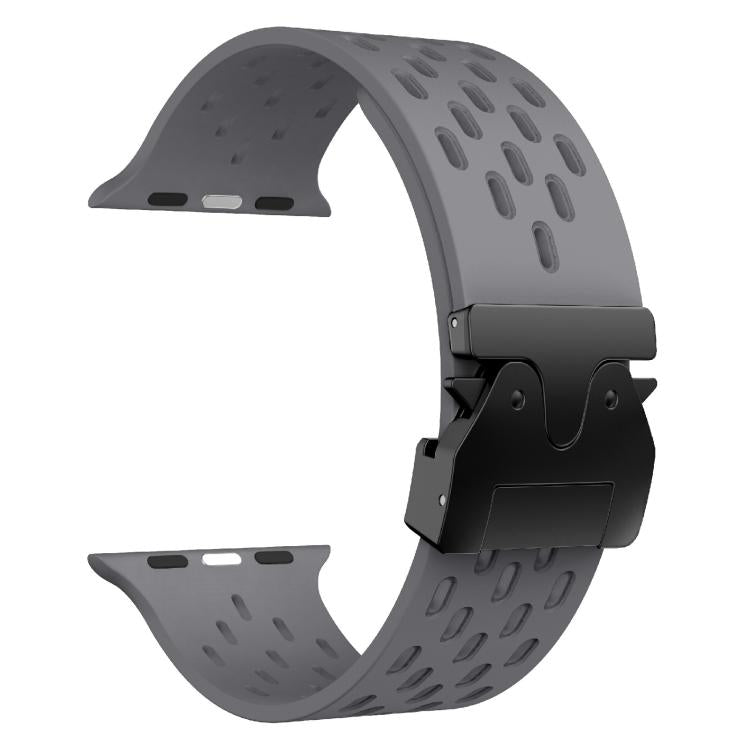 For Apple Watch 46mm / 49mm / 45mm / 44mm Kalebol Mesh Umbrella Buckle Silicone Watch Strap(Space Grey)