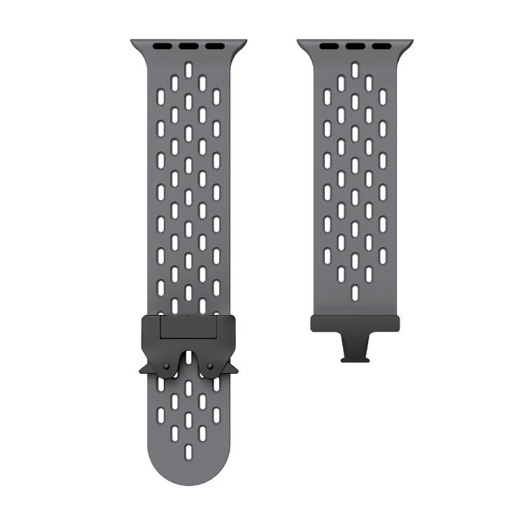 For Apple Watch 46mm / 49mm / 45mm / 44mm Kalebol Mesh Umbrella Buckle Silicone Watch Strap(Space Grey)