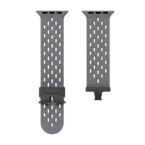 For Apple Watch 46mm / 49mm / 45mm / 44mm Kalebol Mesh Umbrella Buckle Silicone Watch Strap(Space Grey)