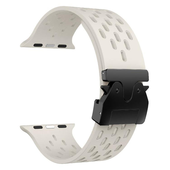 For Apple Watch 46mm / 49mm / 45mm / 44mm Kalebol Mesh Umbrella Buckle Silicone Watch Strap(Starlight)