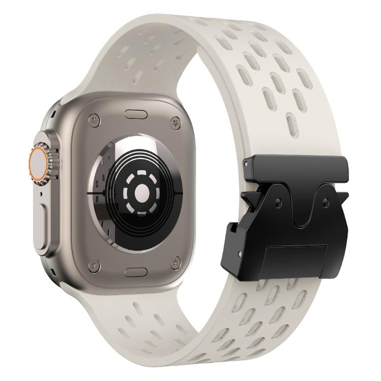 For Apple Watch 42mm / 41mm / 40mm / 38mm Kalebol Mesh Umbrella Buckle Silicone Watch Strap(Starlight)