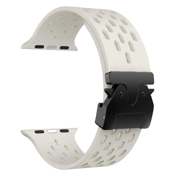 For Apple Watch 42mm / 41mm / 40mm / 38mm Kalebol Mesh Umbrella Buckle Silicone Watch Strap(Starlight)