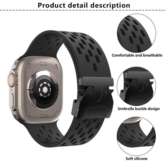 For Apple Watch 42mm / 41mm / 40mm / 38mm Kalebol Mesh Umbrella Buckle Silicone Watch Strap(White)