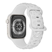For Apple Watch 42mm / 41mm / 40mm / 38mm Embossed 3D Rose Flower Silicone Watch Band(White)