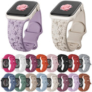 For Apple Watch 42mm / 41mm / 40mm / 38mm Embossed 3D Rose Flower Silicone Watch Band(Orange)