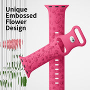 For Apple Watch 46mm / 49mm / 45mm / 44mm Embossed 3D Rose Flower Silicone Watch Band(Grey)