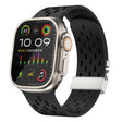For Apple Watch 46mm / 49mm / 45mm / 44mm Kalebol Mesh Silver Umbrella Buckle Silicone Strap(Black) - free shipping - PMC TechLife - Order now!