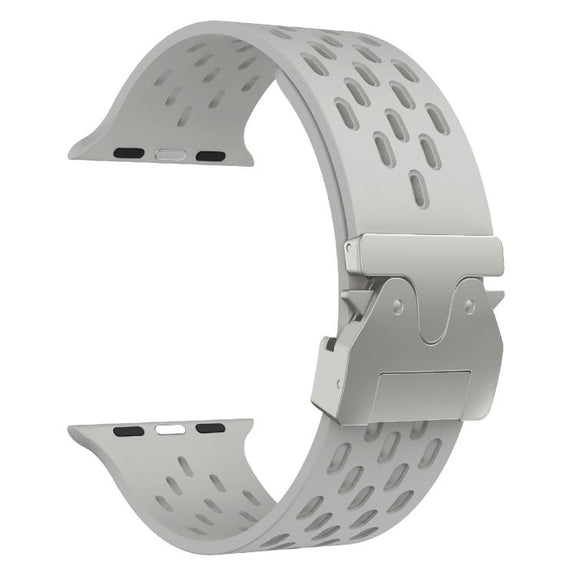 For Apple Watch 46mm / 49mm / 45mm / 44mm Kalebol Mesh Silver Umbrella Buckle Silicone Strap(Grey)