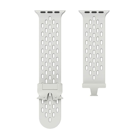 For Apple Watch 46mm / 49mm / 45mm / 44mm Kalebol Mesh Silver Umbrella Buckle Silicone Strap(Grey)