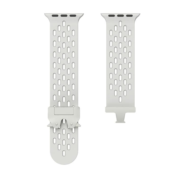 For Apple Watch 46mm / 49mm / 45mm / 44mm Kalebol Mesh Silver Umbrella Buckle Silicone Strap(Grey)