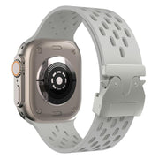 For Apple Watch 42mm / 41mm / 40mm / 38mm Kalebol Mesh Silver Umbrella Buckle Silicone Strap(Grey)