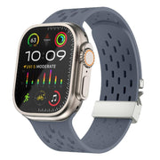 For Apple Watch 42mm / 41mm / 40mm / 38mm Kalebol Mesh Silver Umbrella Buckle Silicone Strap(Blue Grey)