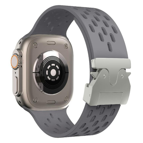 For Apple Watch 42mm / 41mm / 40mm / 38mm Kalebol Mesh Silver Umbrella Buckle Silicone Strap(Space Grey)