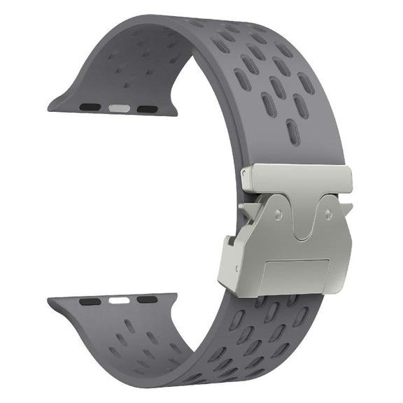 For Apple Watch 42mm / 41mm / 40mm / 38mm Kalebol Mesh Silver Umbrella Buckle Silicone Strap(Space Grey)