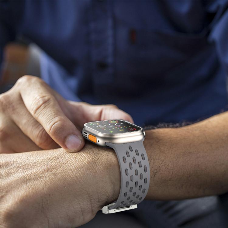 For Apple Watch 42mm / 41mm / 40mm / 38mm Kalebol Mesh Silver Umbrella Buckle Silicone Strap(Space Grey)