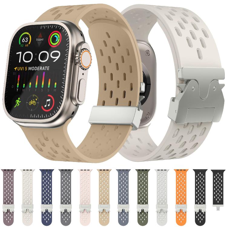 For Apple Watch 42mm / 41mm / 40mm / 38mm Kalebol Mesh Silver Umbrella Buckle Silicone Strap(Grey)