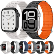 For Apple Watch 46mm / 49mm / 45mm / 44mm Kalebol Magnetic Silicone Watch Strap(Blue Black)