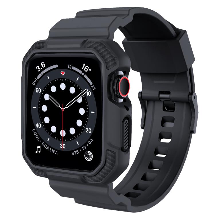 For Apple Watch 42mm / 41mm / 40mm / 38mm VIETAO Carbon Fiber Silicone Strap(Dark Gray)