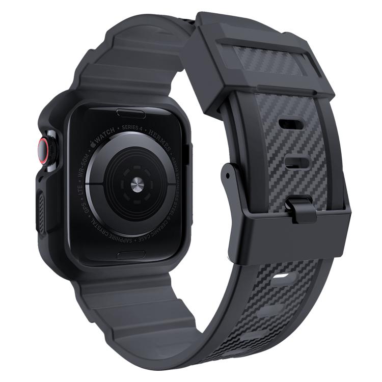 For Apple Watch 42mm / 41mm / 40mm / 38mm VIETAO Carbon Fiber Silicone Strap(Dark Gray)