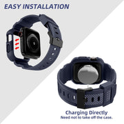 For Apple Watch 42mm / 41mm / 40mm / 38mm VIETAO Carbon Fiber Silicone Strap(Dark Blue)