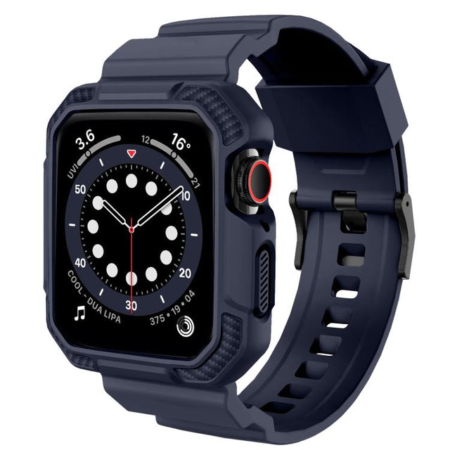 For Apple Watch 42mm / 41mm / 40mm / 38mm VIETAO Carbon Fiber Silicone Strap(Dark Blue)