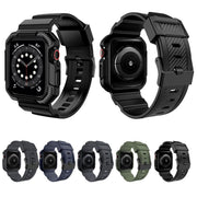 For Apple Watch 46mm / 45mm / 44mm / 42mm VIETAO Carbon Fiber Silicone Strap(Dark Blue)