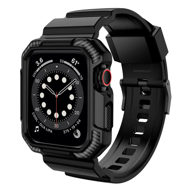 For Apple Watch Ultra 2 / 1 49mm VIETAO Carbon Fiber Silicone Strap(Black)
