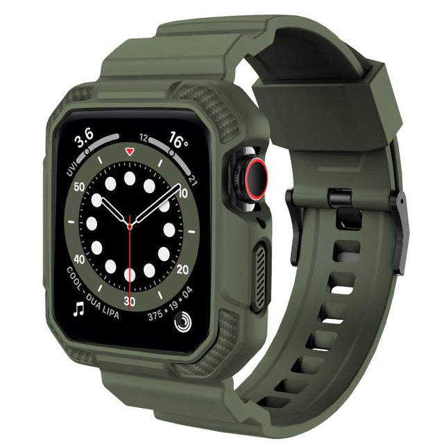 For Apple Watch Ultra 2 / 1 49mm VIETAO Carbon Fiber Silicone Strap(Grass Green)