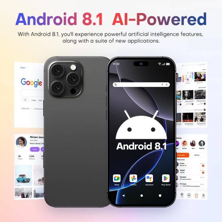 A88 / i16 Pro Max, 2GB+16GB, 6.6 inch Android 8.1 MTK6580A Quad Core, OTG, Network: 3G, Dual SIM, Plug:AU Plug(Titanium Grey)