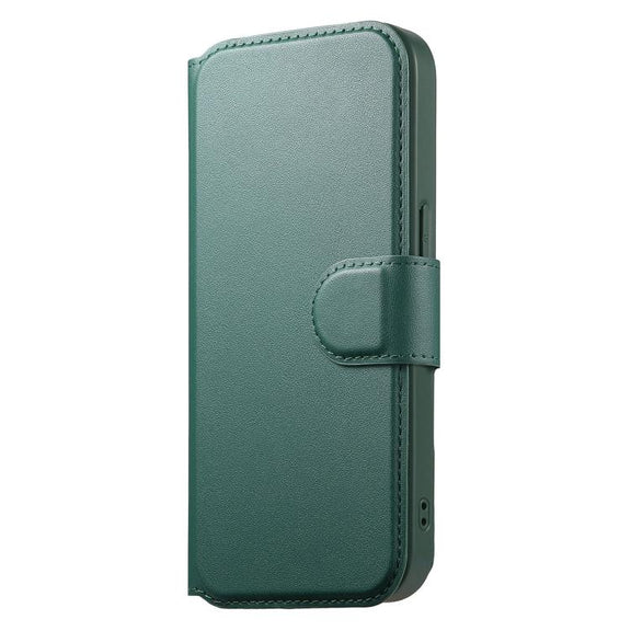 For iPhone 16e CaseNeo Finger Grip Strap MagSafe Leather Phone Case(Green)