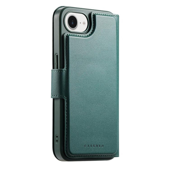 For iPhone 16e CaseNeo Finger Grip Strap MagSafe Leather Phone Case(Green)