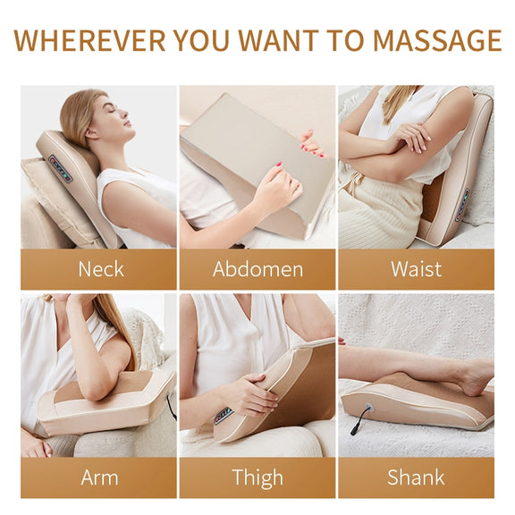 Multifunctional Mini Massage Pillow Neck and Shoulder Cervical Massager, Plug Type:UK Plug(Black)