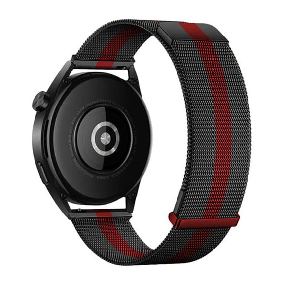 Kalebol 22mm Universal Loop Double Magnetic Buckle Milanese Strap(Black Red)