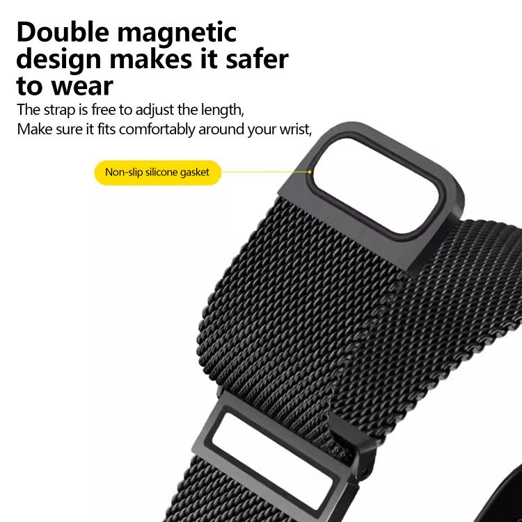 Kalebol 22mm Universal Loop Double Magnetic Buckle Milanese Strap(Black)