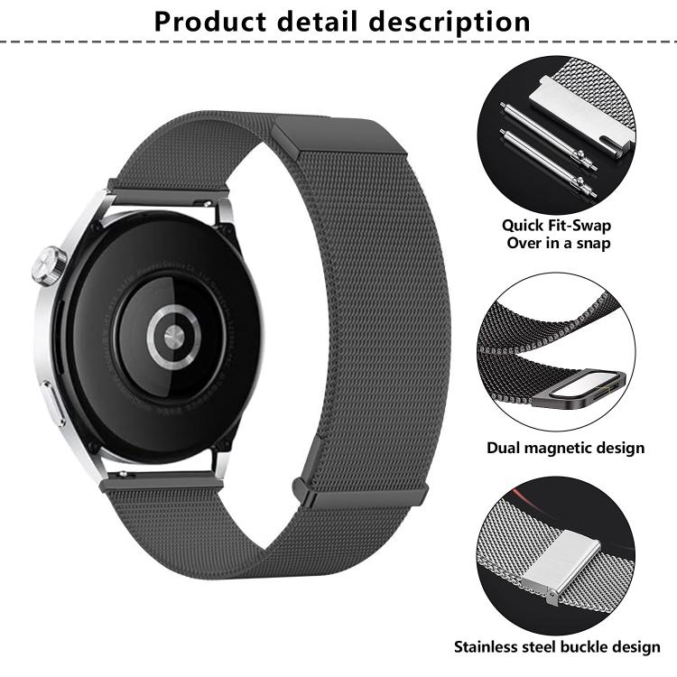 Kalebol 22mm Universal Loop Double Magnetic Buckle Milanese Strap(Gold)