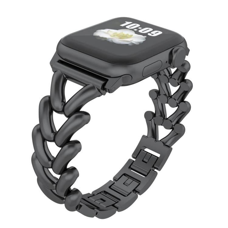 For Apple Watch 42mm / 41mm / 40mm / 38mm Kalebol V-shaped Zinc Alloy Strap(Black)