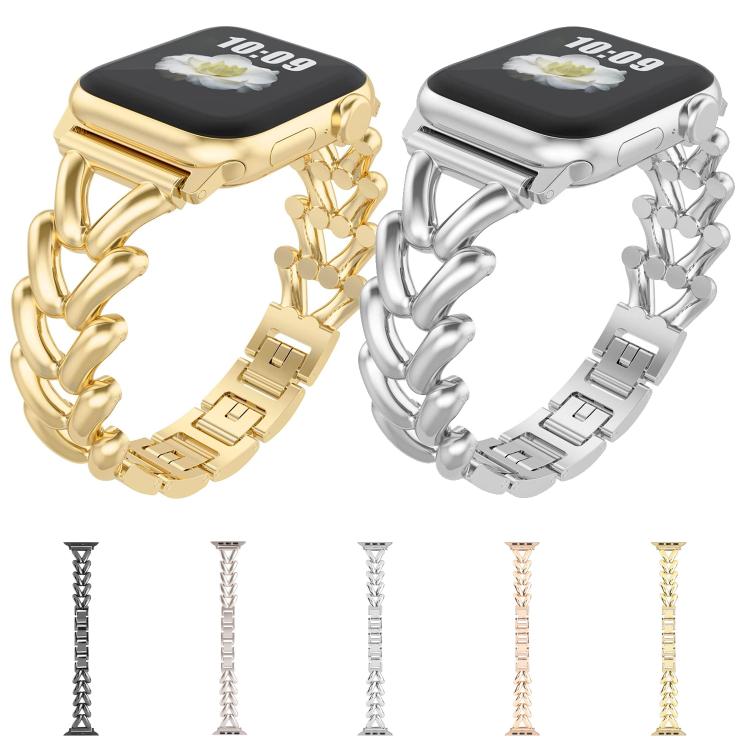 For Apple Watch 46mm / 49mm / 45mm / 44mm Kalebol V-shaped Zinc Alloy Strap(Black)