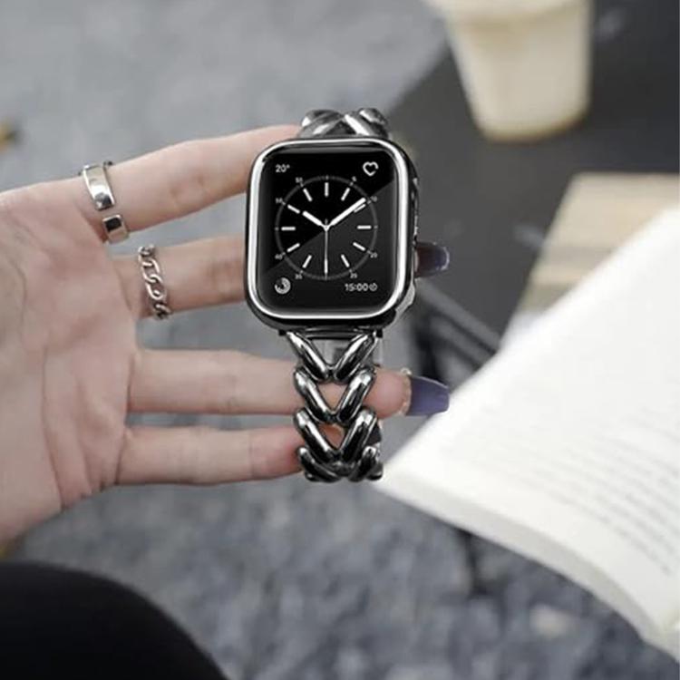 For Apple Watch 46mm / 49mm / 45mm / 44mm Kalebol V-shaped Zinc Alloy Strap(Black)