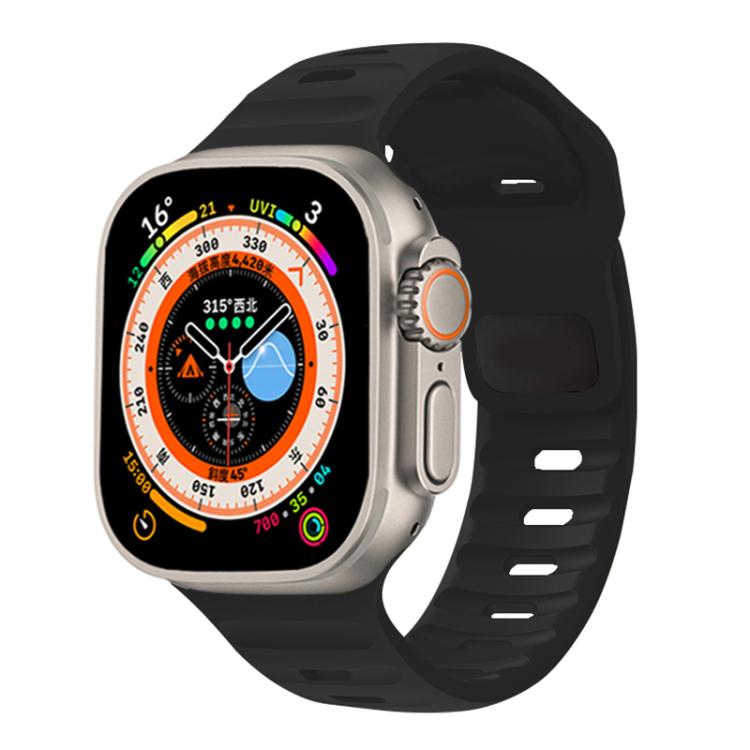 For Apple Watch 46mm / 49mm / 45mm / 44mm Kalebol Sport Silicone Strap(Black)