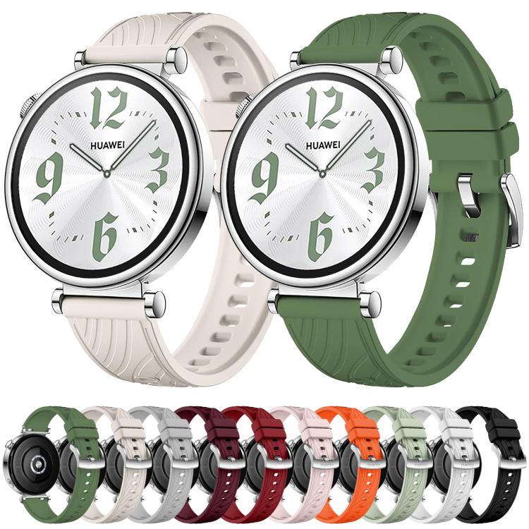 Kalebol 18mm Universal Textured Silicone Silver Buckle Strap(Green Grass)