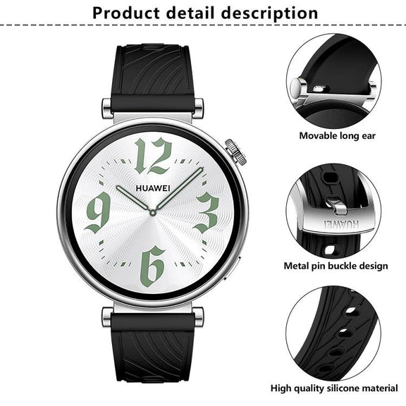 Kalebol 18mm Universal Textured Silicone Silver Buckle Strap(Green Grass)