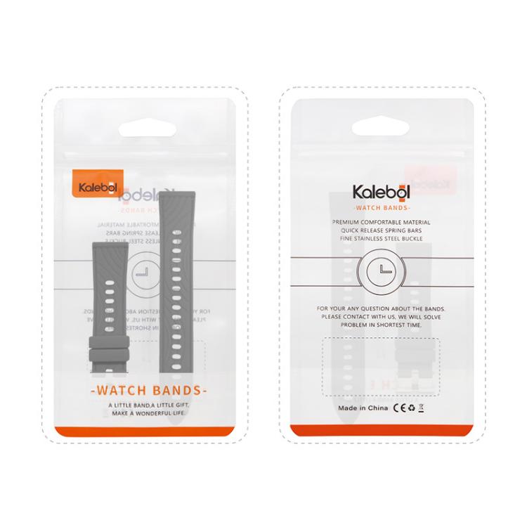 Kalebol 18mm Universal Textured Silicone Silver Buckle Strap(White)