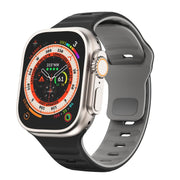 For Apple Watch 46mm / 49mm / 45mm / 44mm Kalebol Wave Reverse Buckle Two-color Silicone Strap(Black Grey)