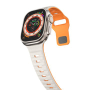 For Apple Watch 46mm / 49mm / 45mm / 44mm Kalebol Wave Reverse Buckle Two-color Silicone Strap(Starlight Orange)