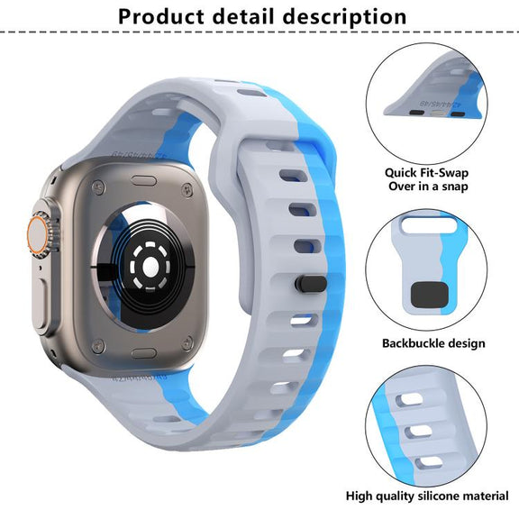 For Apple Watch 46mm / 49mm / 45mm / 44mm Kalebol Wave Reverse Buckle Two-color Silicone Strap(Starlight Orange)