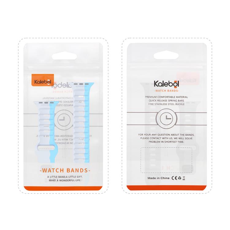 For Apple Watch 42mm / 41mm / 40mm / 38mm Kalebol Wave Reverse Buckle Two-color Silicone Strap(Black Grey)